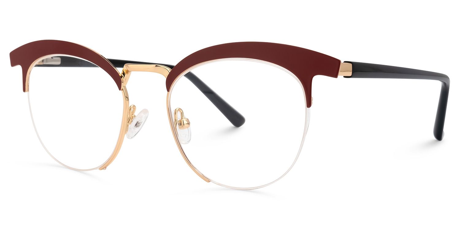 Browline Red Eyeglasses | Vooglam.com Front View