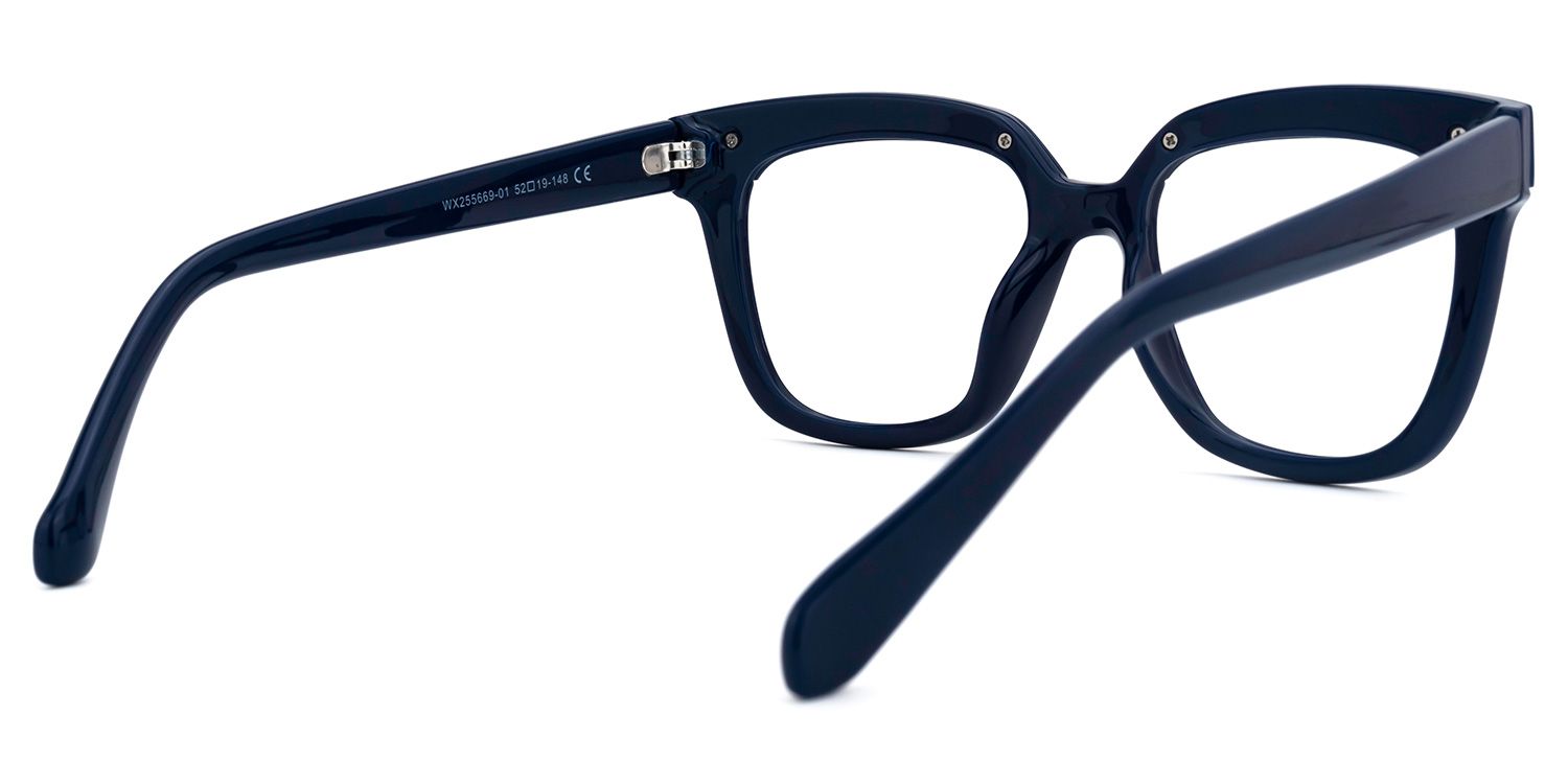 Britney - Square Blue Eyeglasses | Vooglam Side View