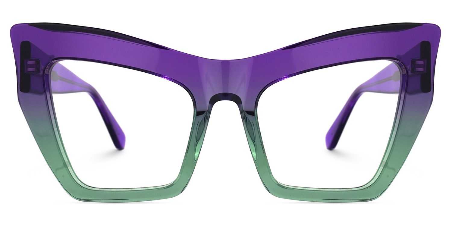 Bobbie - Rectangle Purple Eyeglasses | Vooglam Angle View