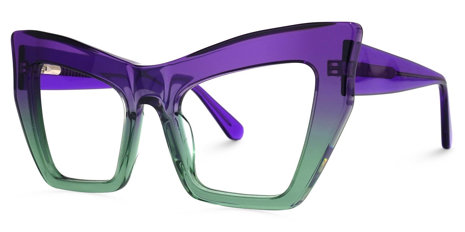 Bobbie - Rectangle Purple Eyeglasses | Vooglam Front View