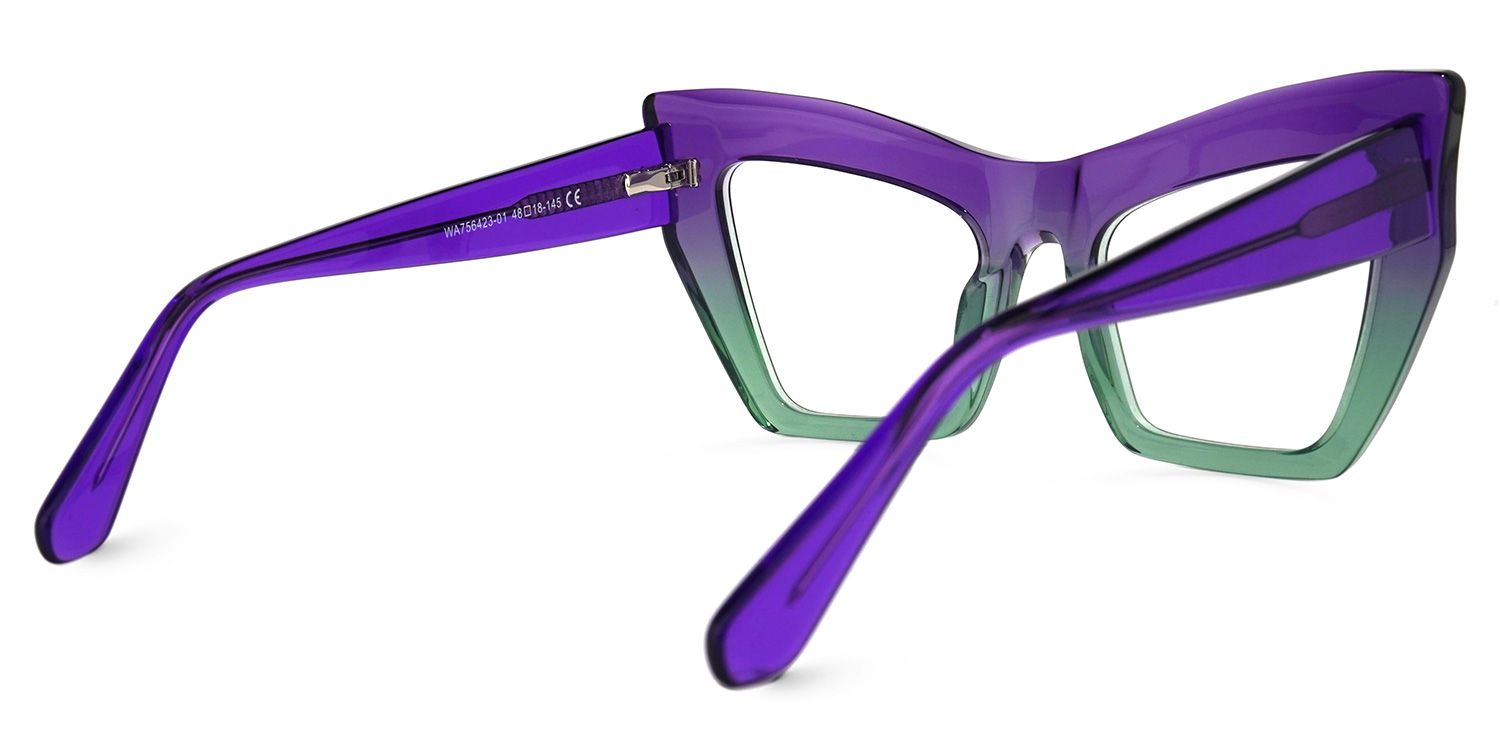 Bobbie - Rectangle Purple Eyeglasses | Vooglam Side View