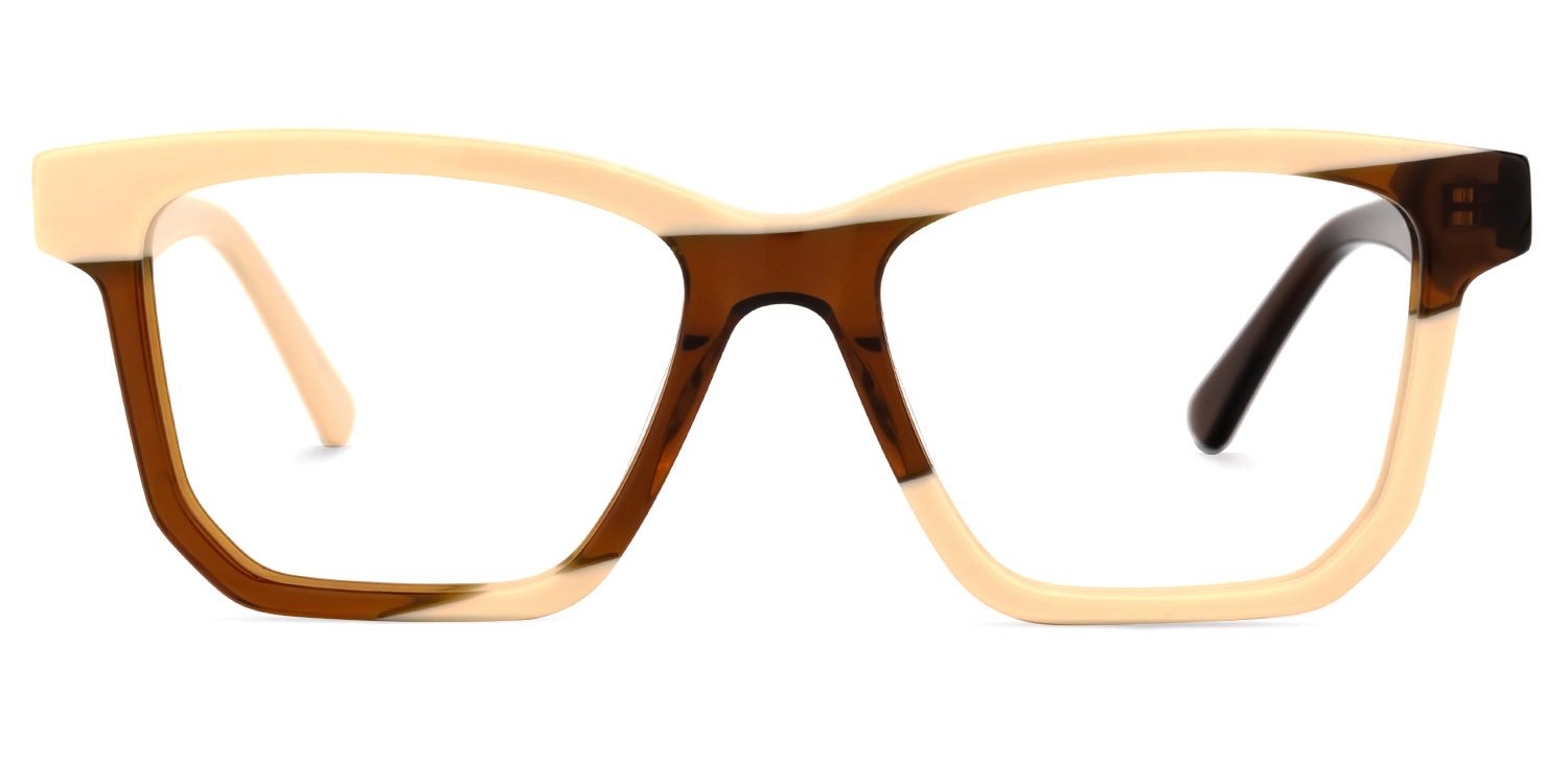Rectangle Brown Eyeglasses | Vooglam.com Angle View