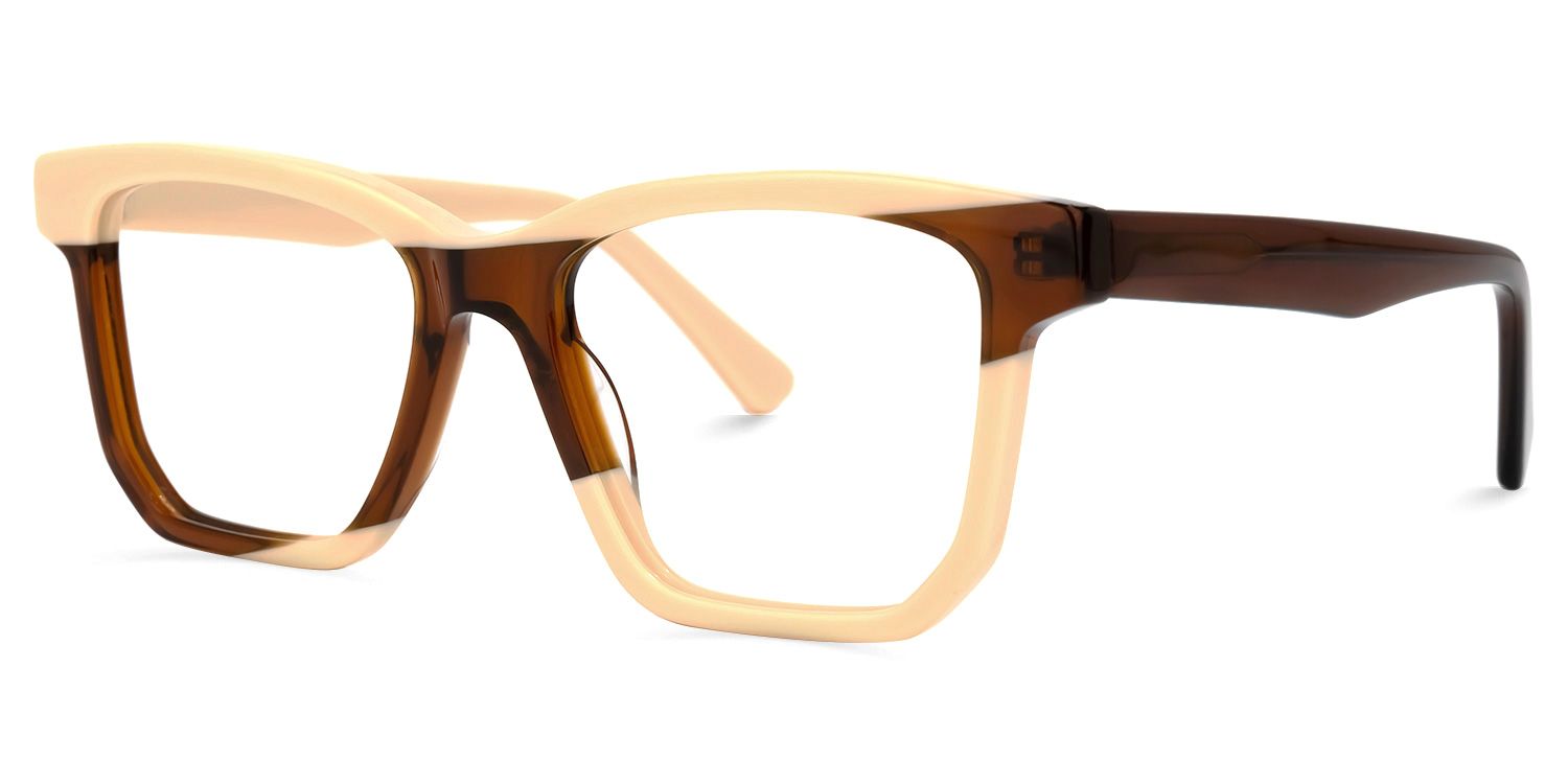 Rectangle Brown Eyeglasses | Vooglam.com Front View