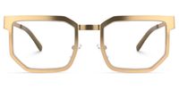 Resa - Eclectic Rectangle Gold Metal Frame Glasses | Vooglam Angle View