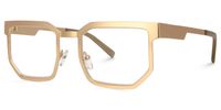 Resa - Eclectic Rectangle Gold Metal Frame Glasses | Vooglam Front View