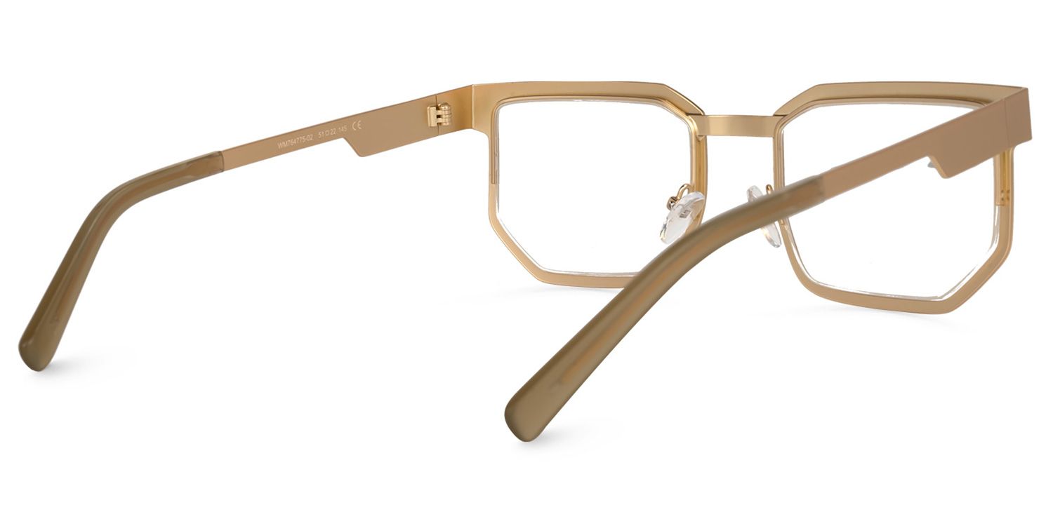 Resa - Eclectic Rectangle Gold Metal Frame Glasses | Vooglam Side View
