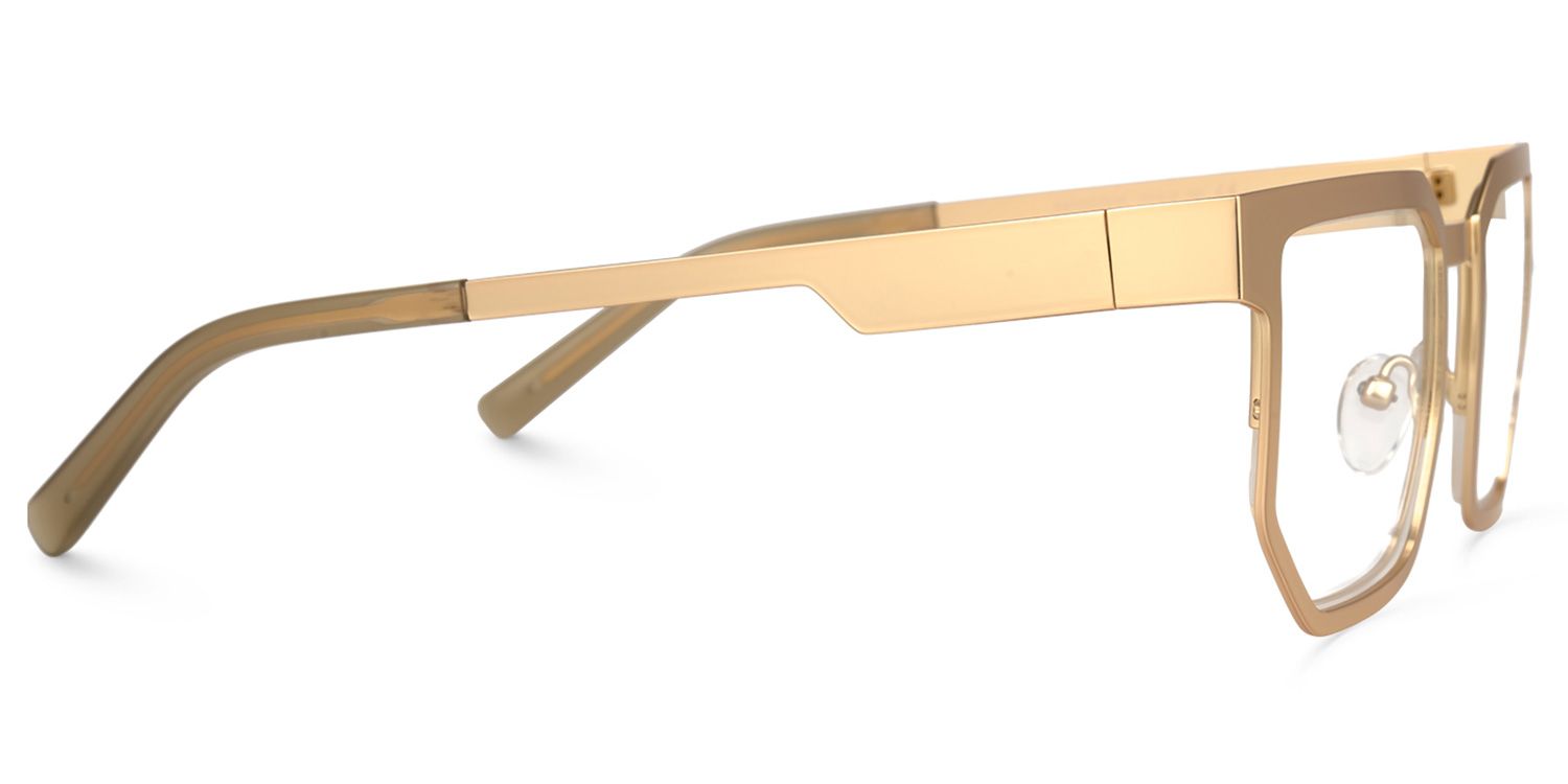 Resa - Eclectic Rectangle Gold Metal Frame Glasses | Vooglam 4