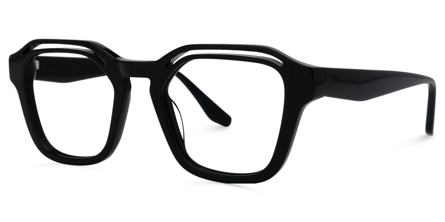 Square Black Eyeglasses | Vooglam.com Front View
