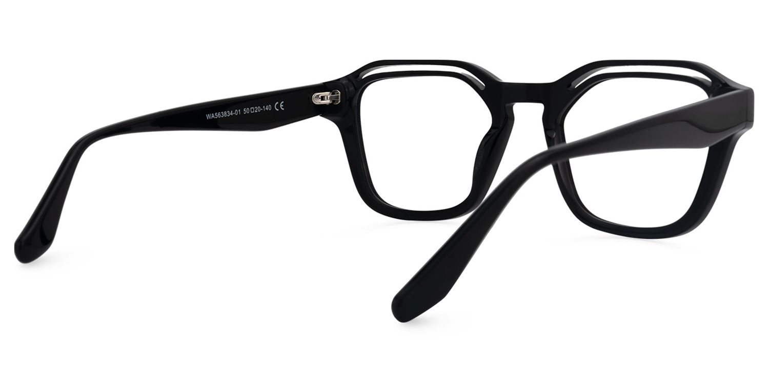 Square Black Eyeglasses | Vooglam.com Side View