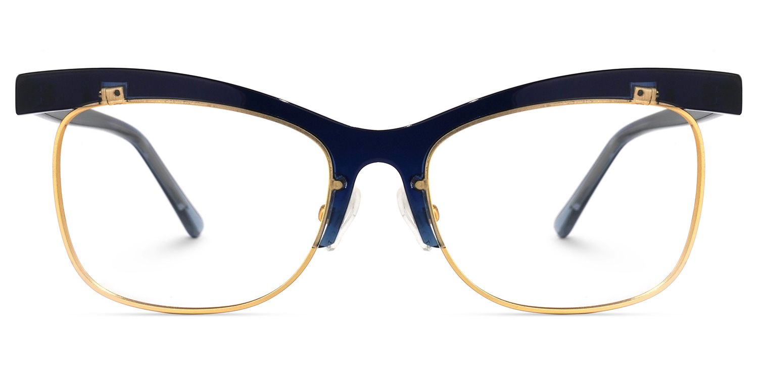 Browline Blue Eyeglasses | Vooglam.com Angle View