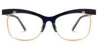 Browline Blue Eyeglasses | Vooglam.com Angle View