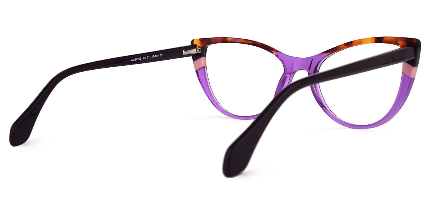 Cat Eye Purple Eyeglasses | Vooglam.com Side View