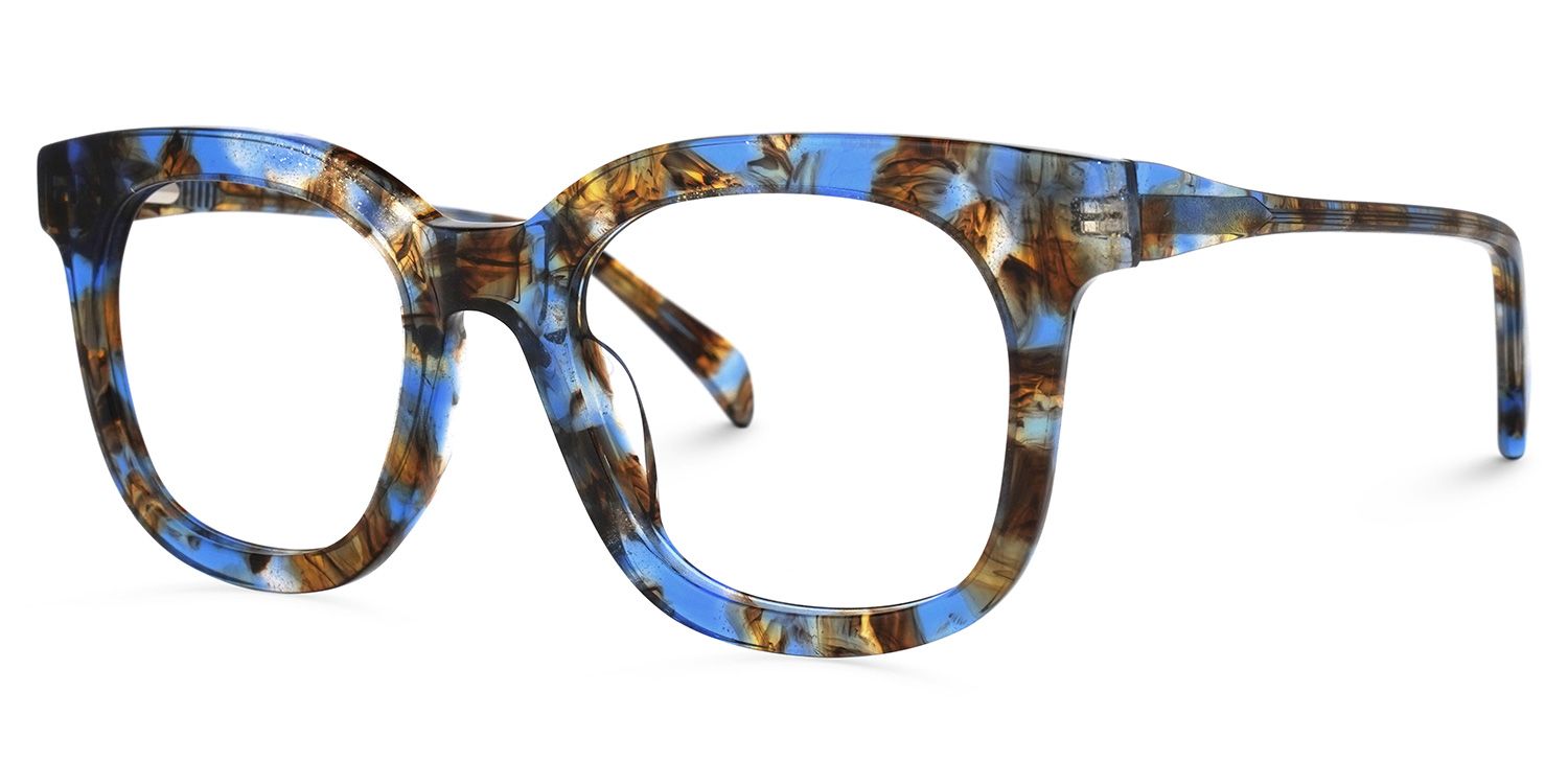 Square Blue Eyeglasses | Vooglam.com Front View