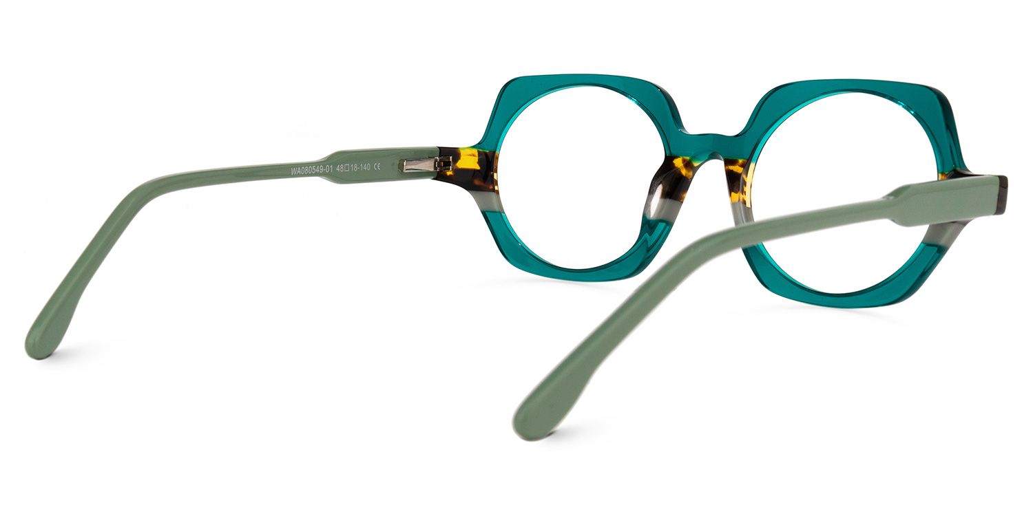 Square Green Eyeglasses by Vooglam.com - Side View