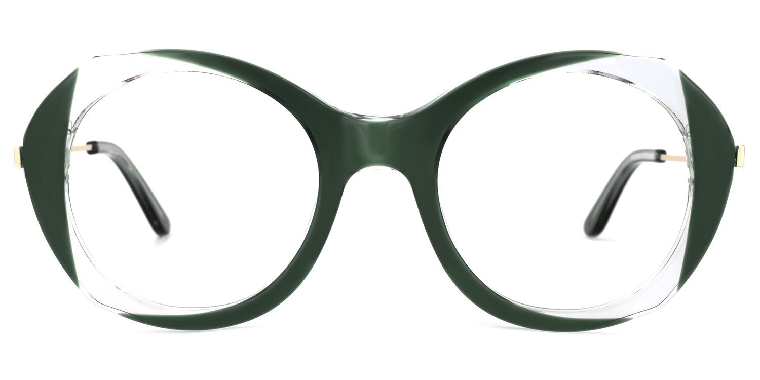 Round Green Eyeglasses | Vooglam.com Angle View