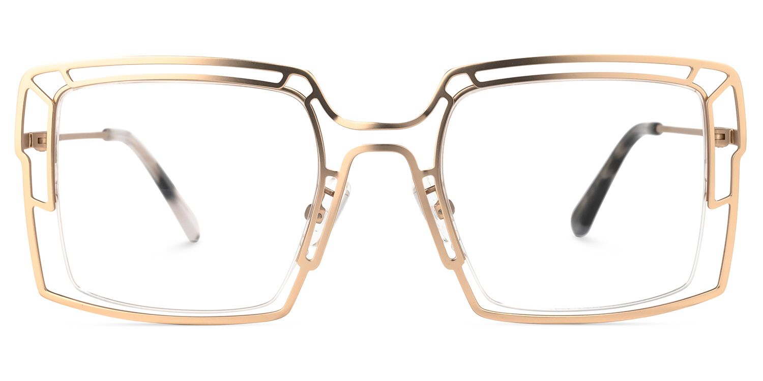 Newby - Square Gold Eyeglasses | Vooglam Angle View