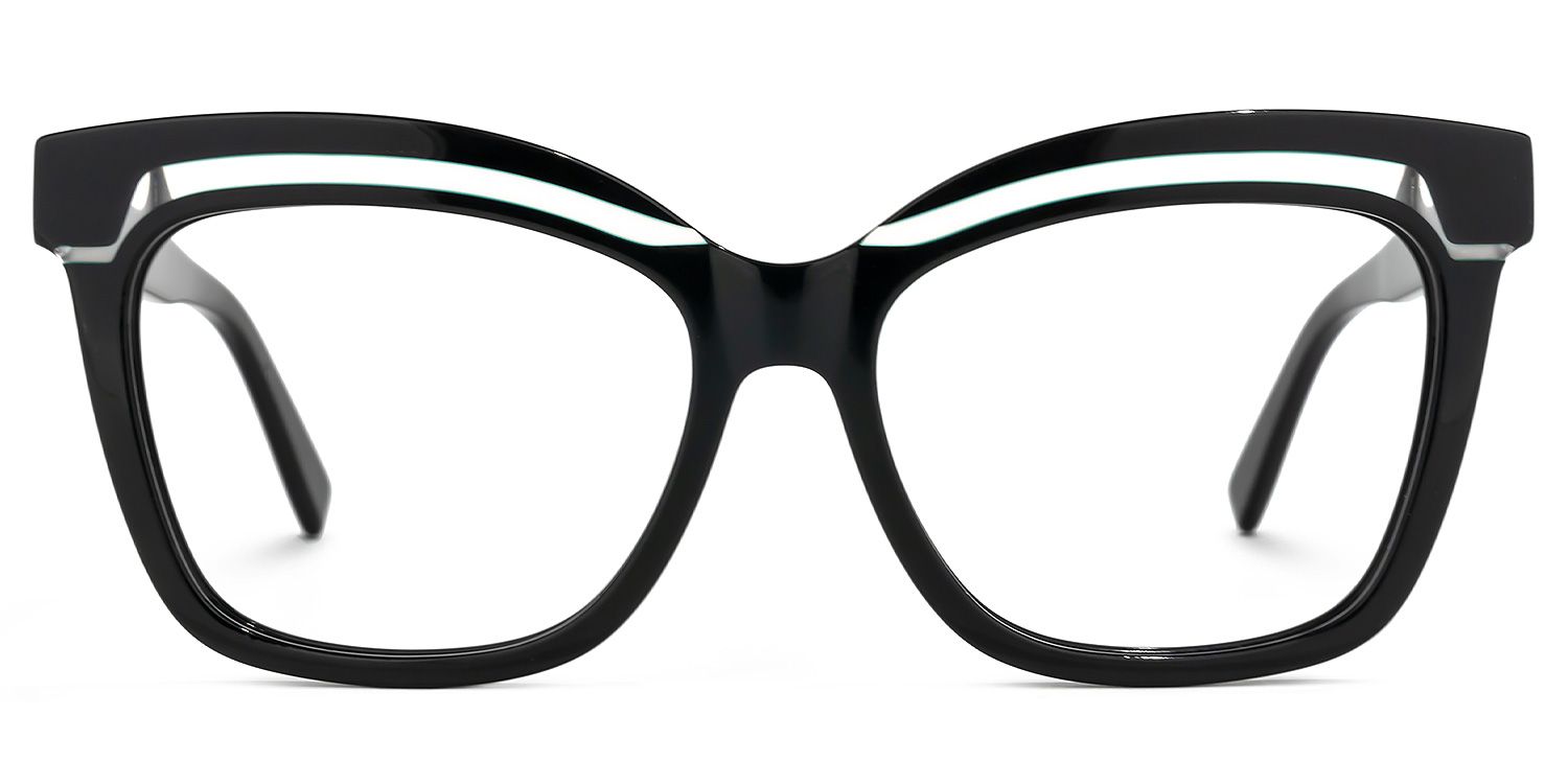 Square Black Eyeglasses | Vooglam.com Angle View