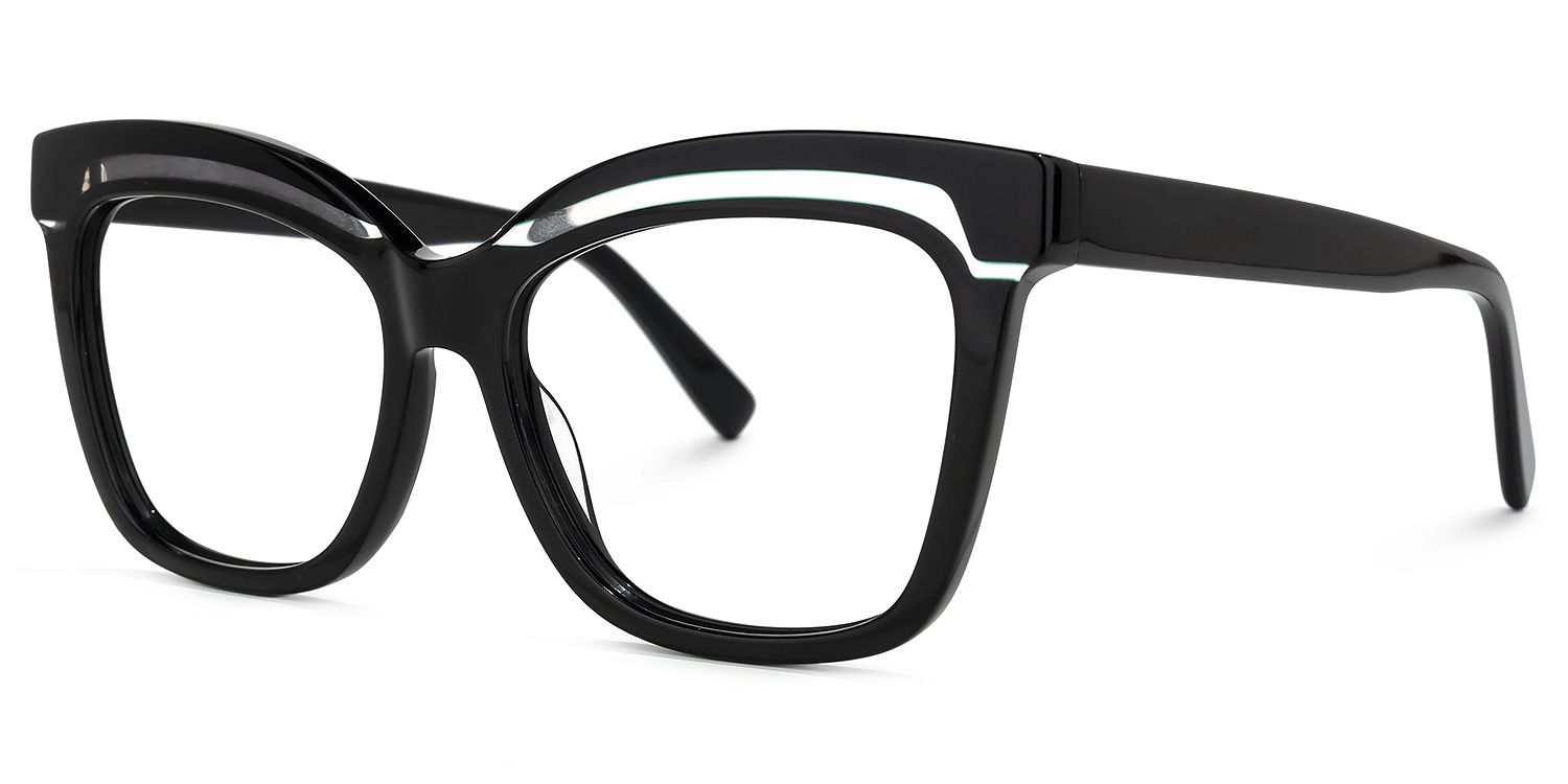 Square Black Eyeglasses | Vooglam.com Front View