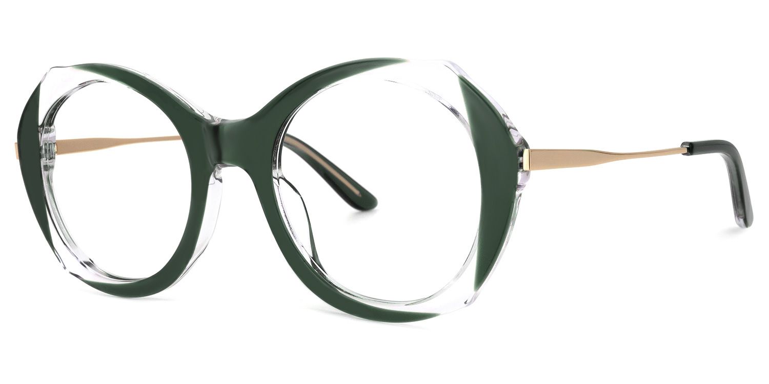 Round Green Eyeglasses | Vooglam.com Front View