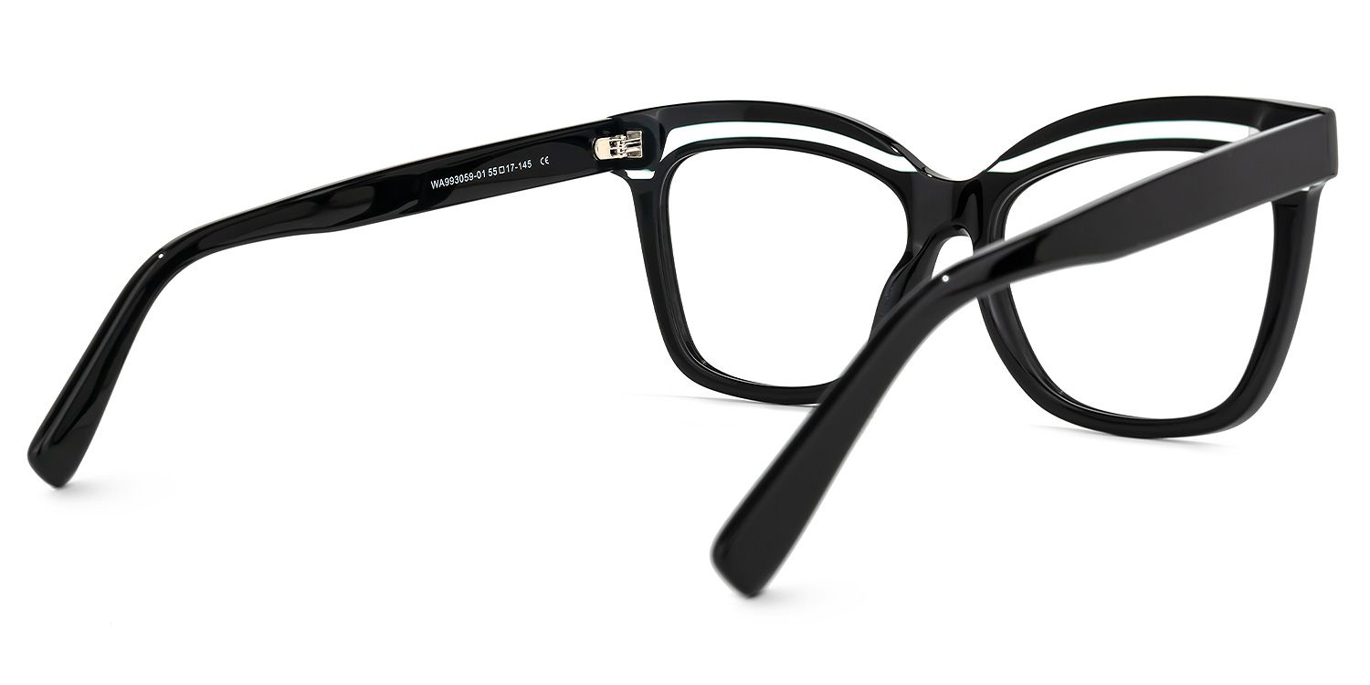Square Black Eyeglasses | Vooglam.com Side View