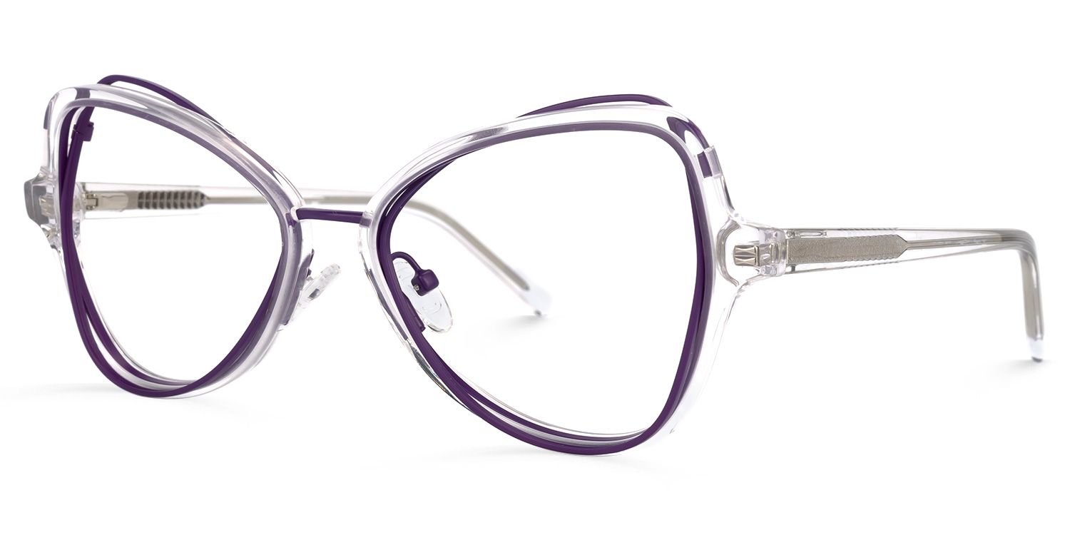 Geometric Purple Eyeglasses | Vooglam.com Front View