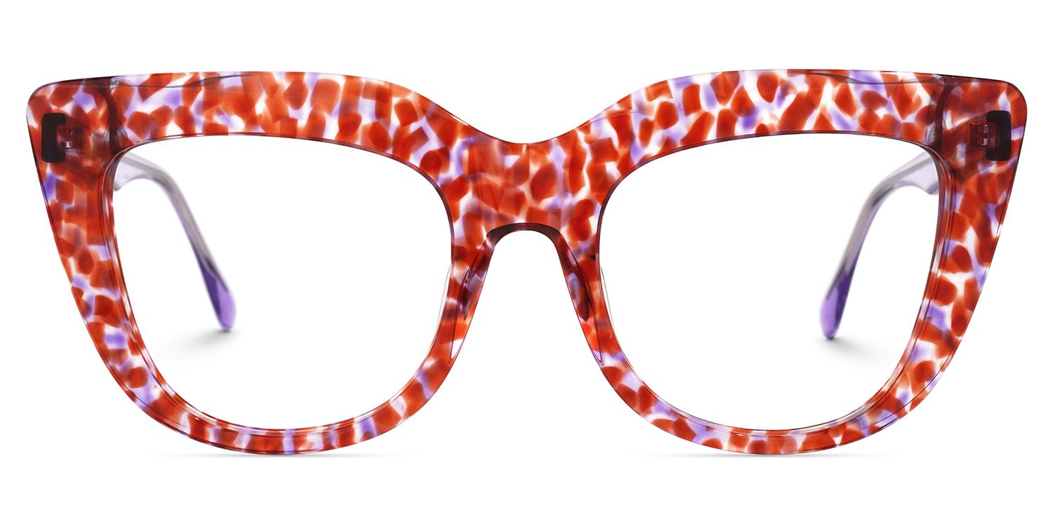 Square Red Eyeglasses | Vooglam.com Angle View