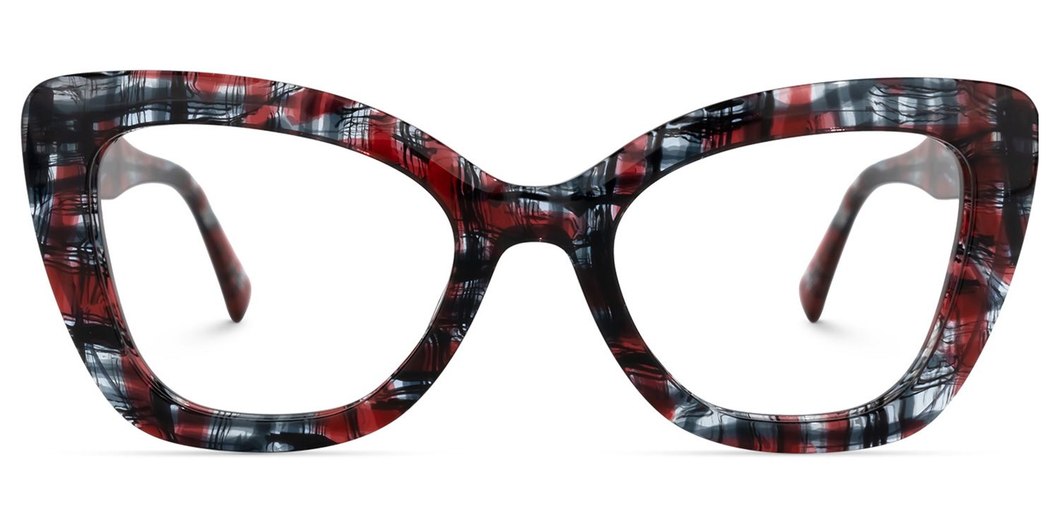 Rectangle Red Eyeglasses | Vooglam.com Angle View