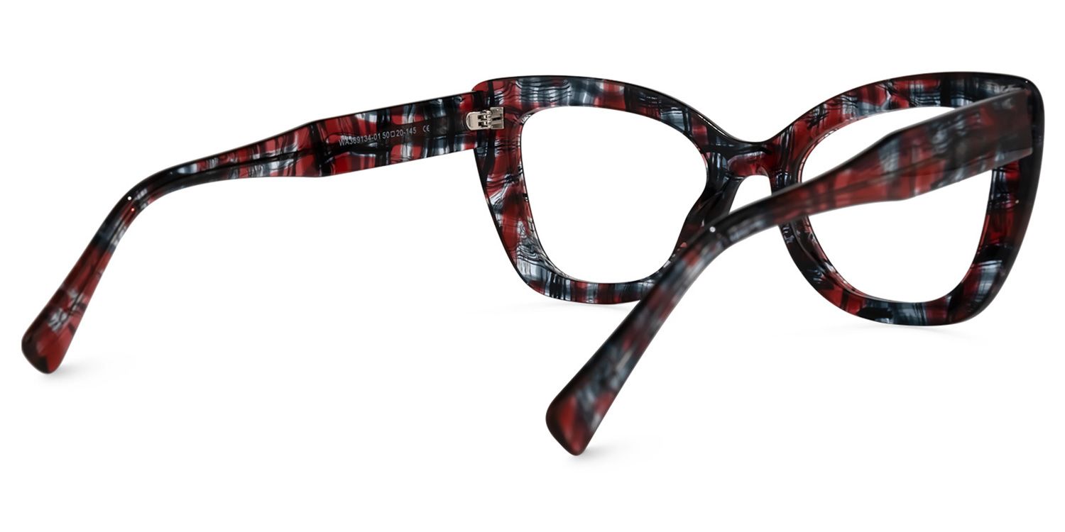 Rectangle Red Eyeglasses | Vooglam.com Side View