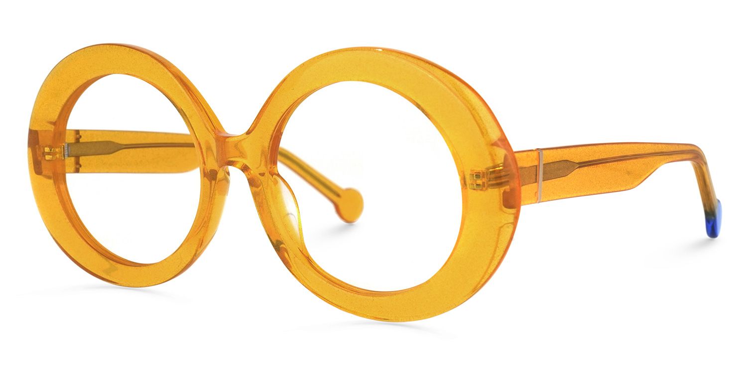 Round Yellow Eyeglasses | Vooglam.com Front View