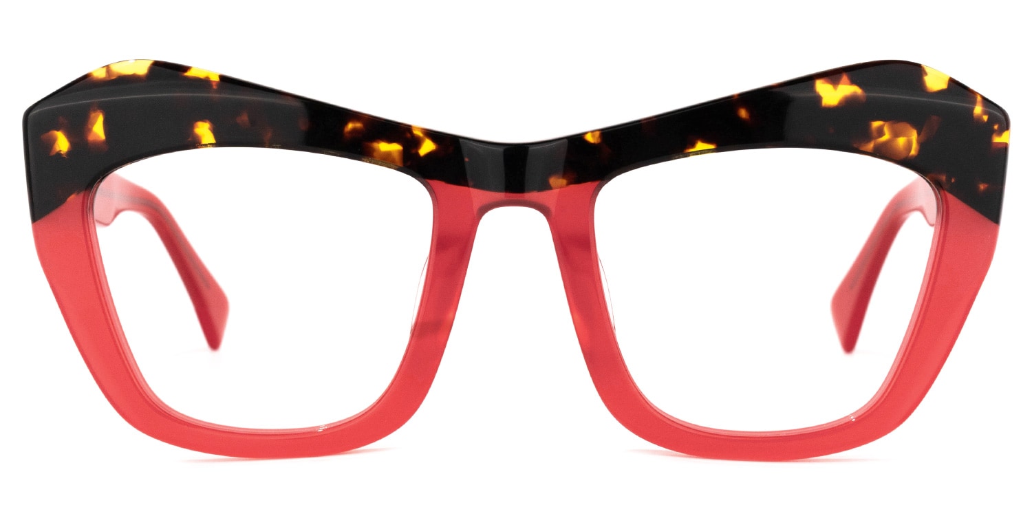 Bellamy Geometric Red Eyeglasses Vooglam