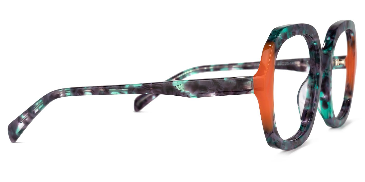 Square Orange Eyeglasses by Vooglam.com - Product View 4
