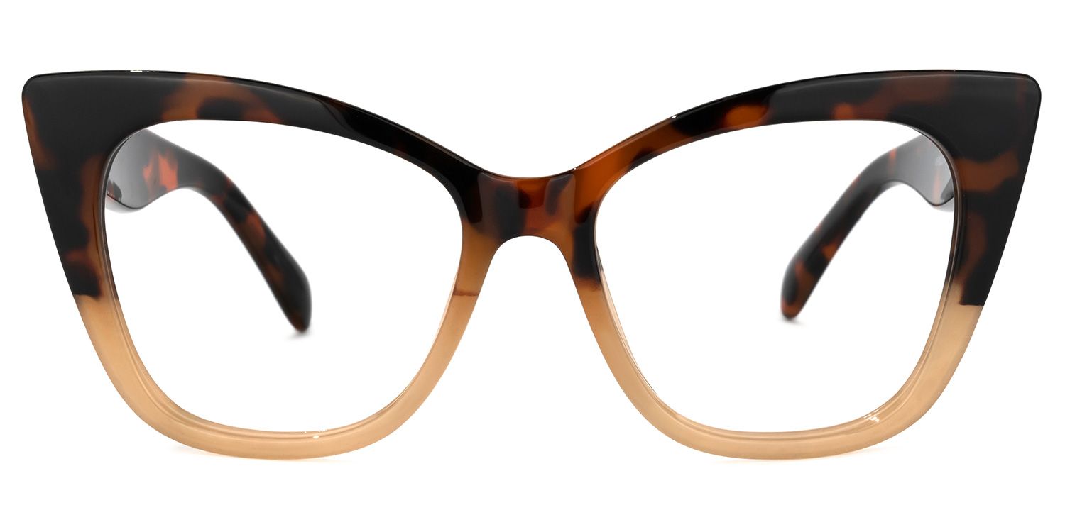Mathews - Cat Eye Brown Eyeglasses by Vooglam - Angle View