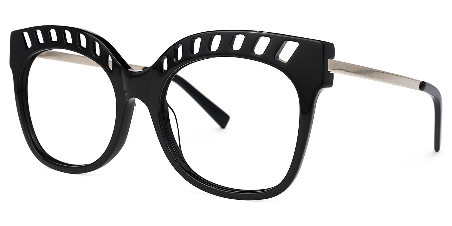 Square Black Eyeglasses | Vooglam.com Front View