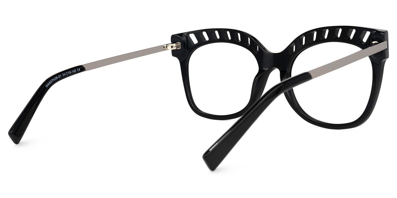 Square Black Eyeglasses | Vooglam.com Side View