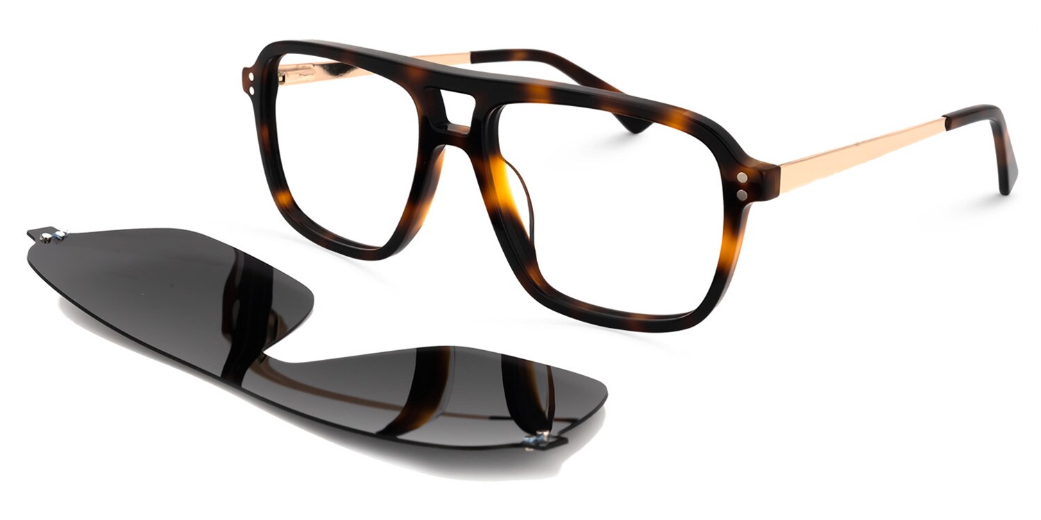 Johnson - Aviator Tortoise Clip-On Sunglasses - 1