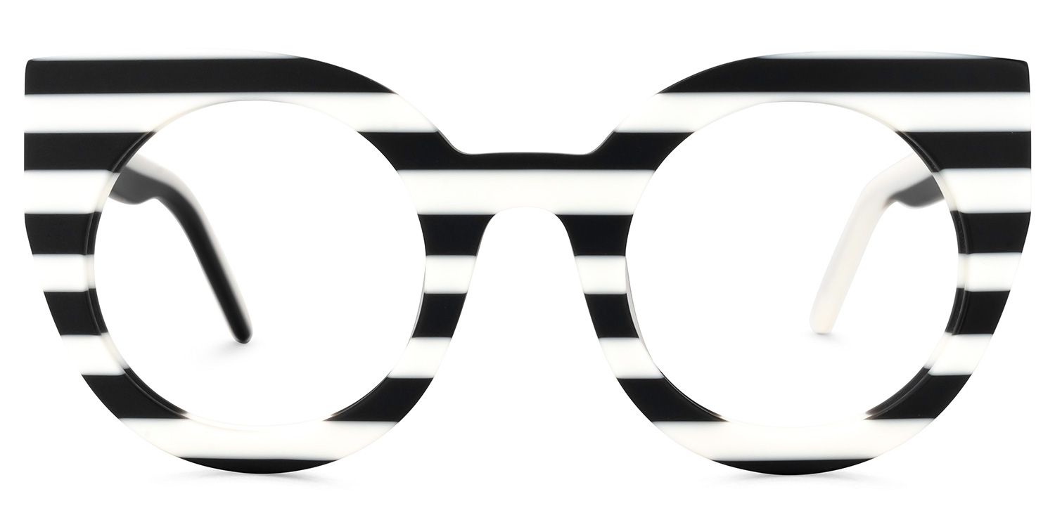 Marisa - Cat Eye White/Black Eyeglasses | Vooglam Angle View