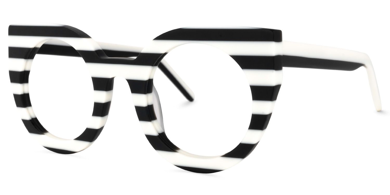 Marisa - Cat Eye White/Black Eyeglasses | Vooglam Front View