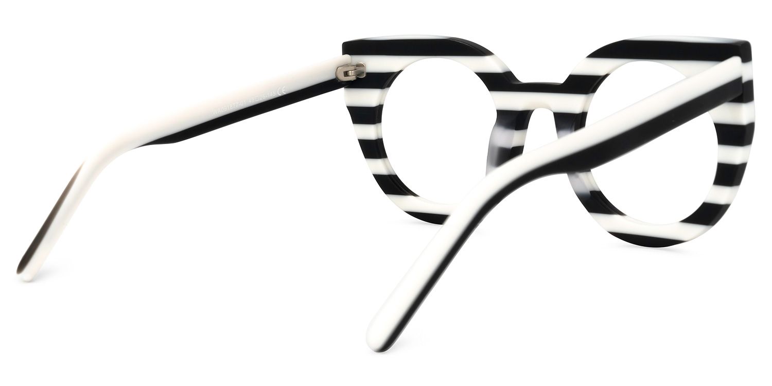 Marisa - Cat Eye White/Black Eyeglasses | Vooglam Side View