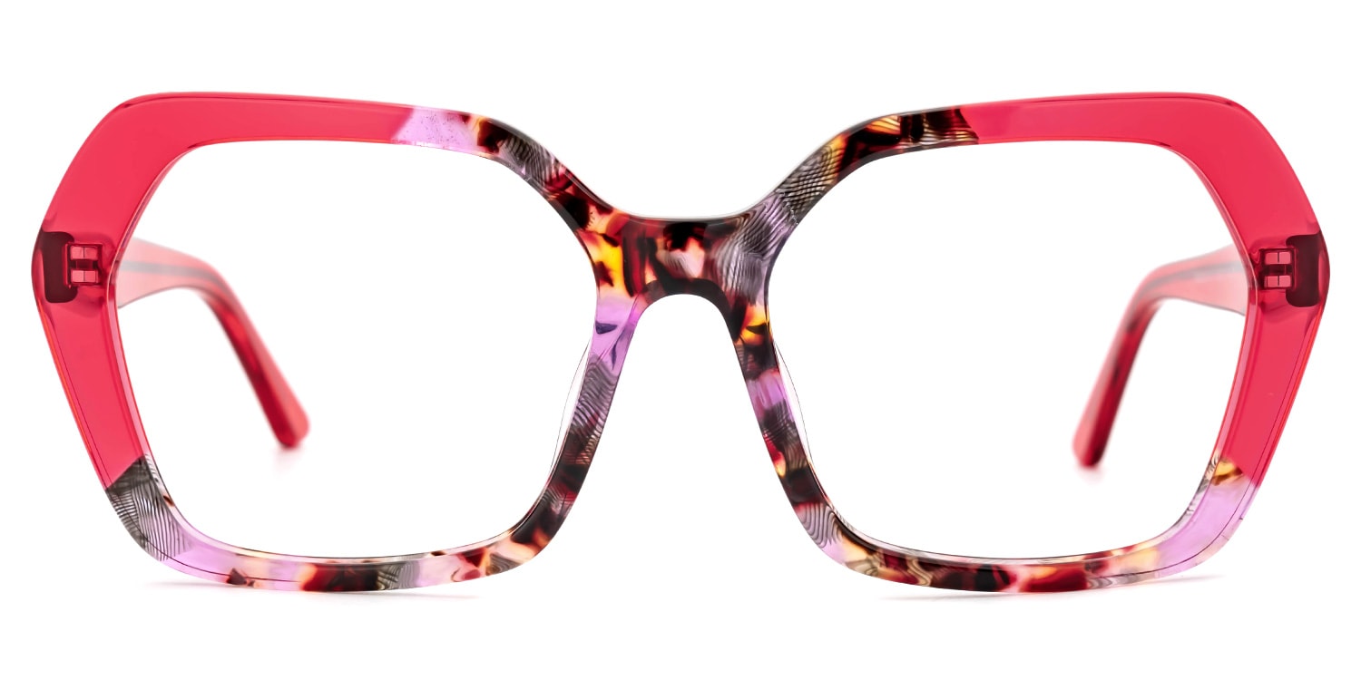 Sheilita - Geometric Red Eyeglasses - 1