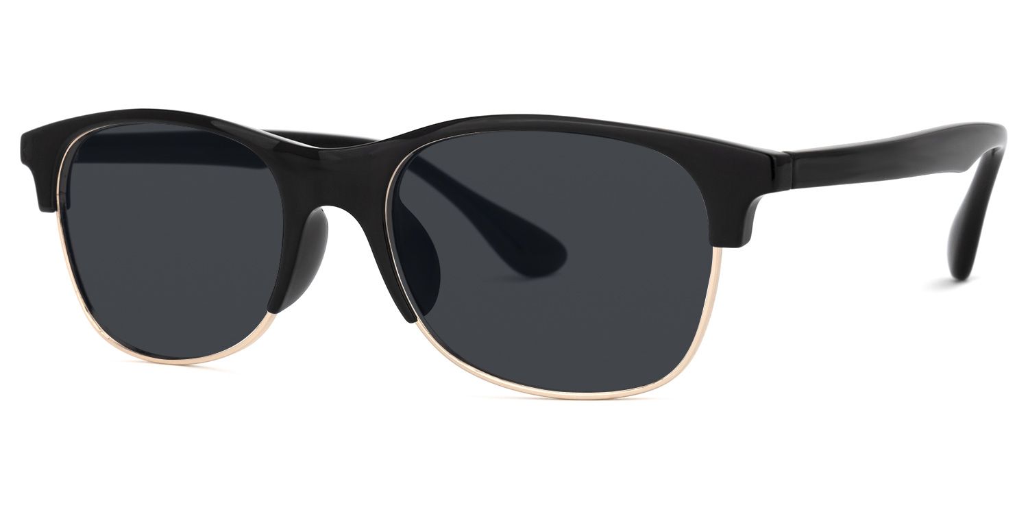 Rectangle Black Sunglasses | Vooglam.com Front View