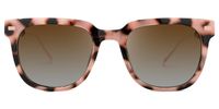 Square Pink/Tortoise Sunglasses | Vooglam.com Angle View