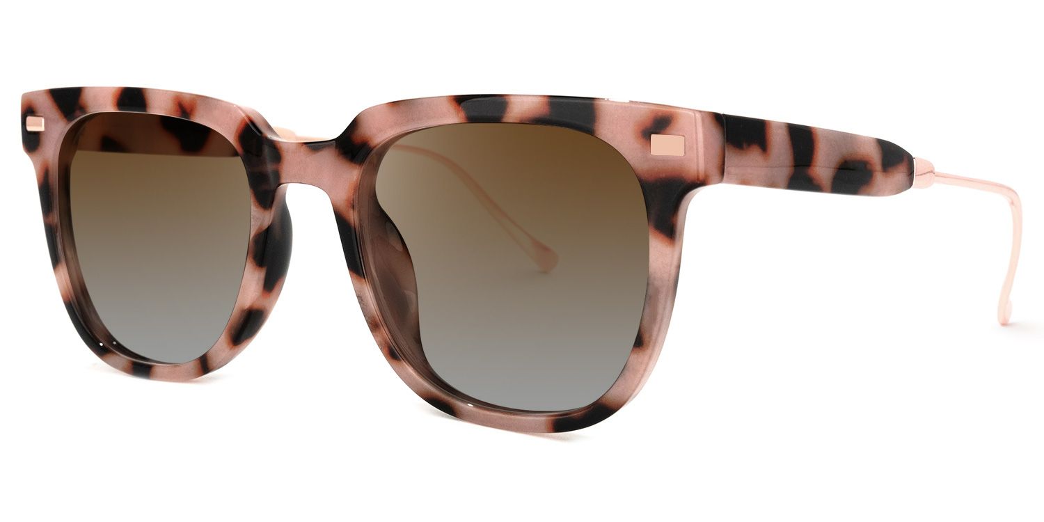 Square Pink/Tortoise Sunglasses | Vooglam.com Front View