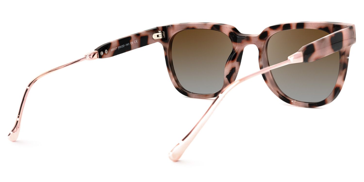 Square Pink/Tortoise Sunglasses | Vooglam.com Side View