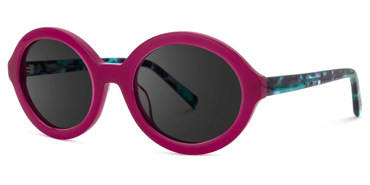 Round Purple Sunglasses | Vooglam.com Front View
