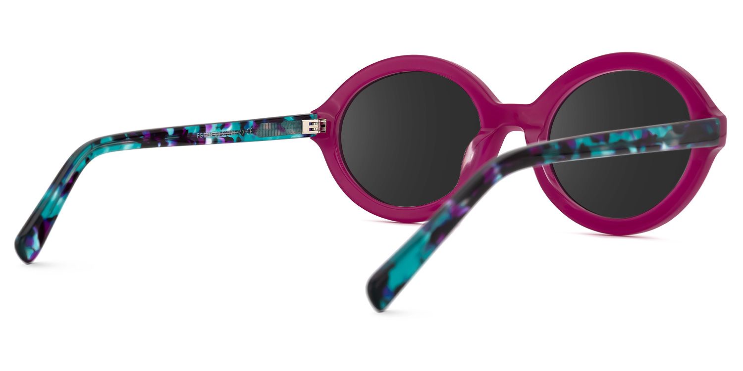 Round Purple Sunglasses | Vooglam.com Side View