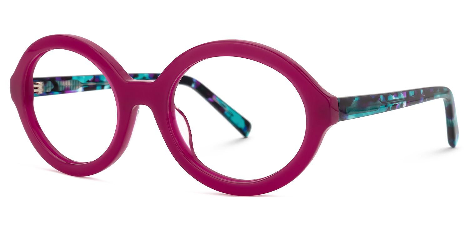 Oval Purple Eyeglasses | Vooglam.com Front View
