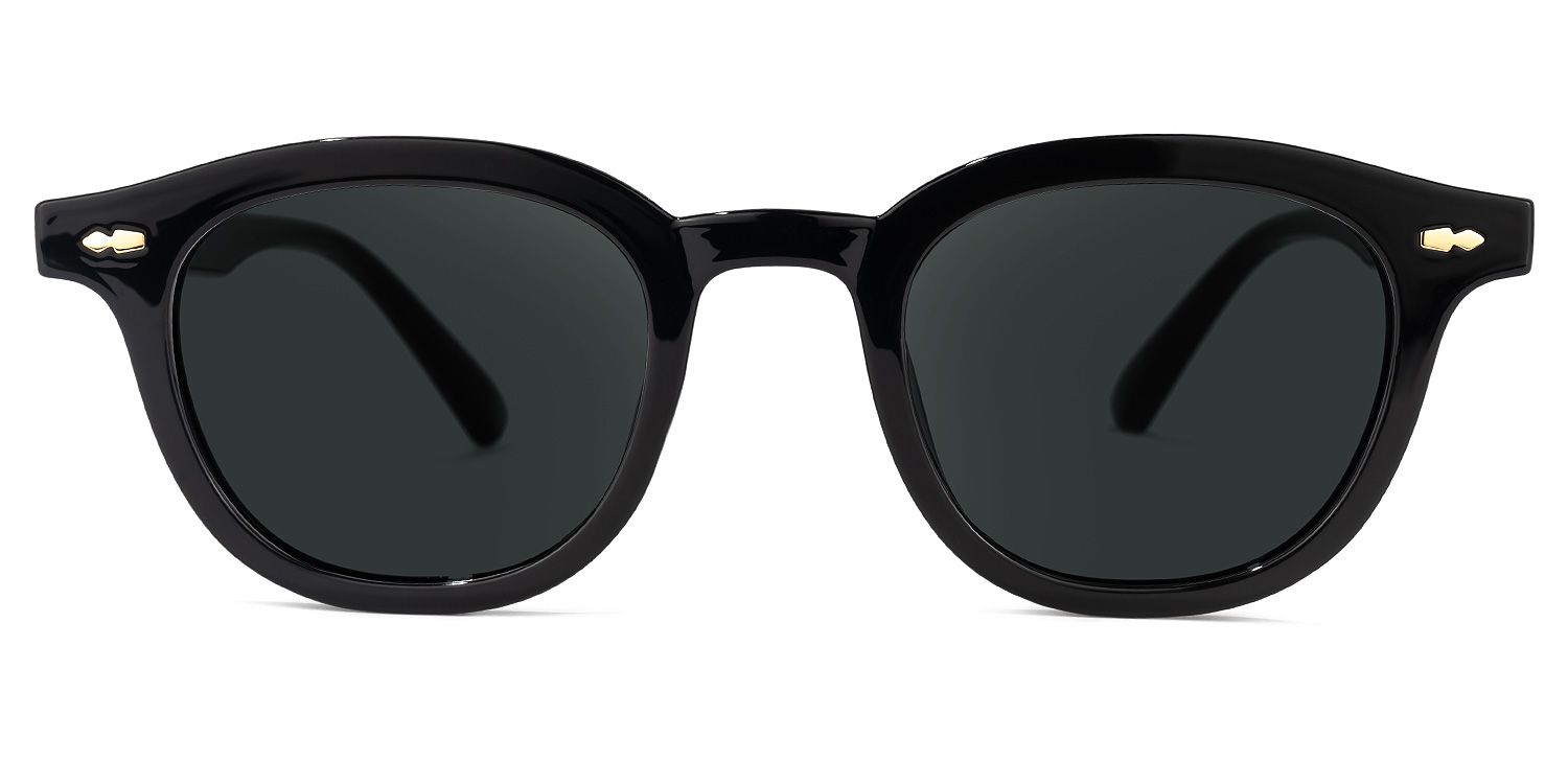 Round Black Sunglasses | Vooglam.com Angle View