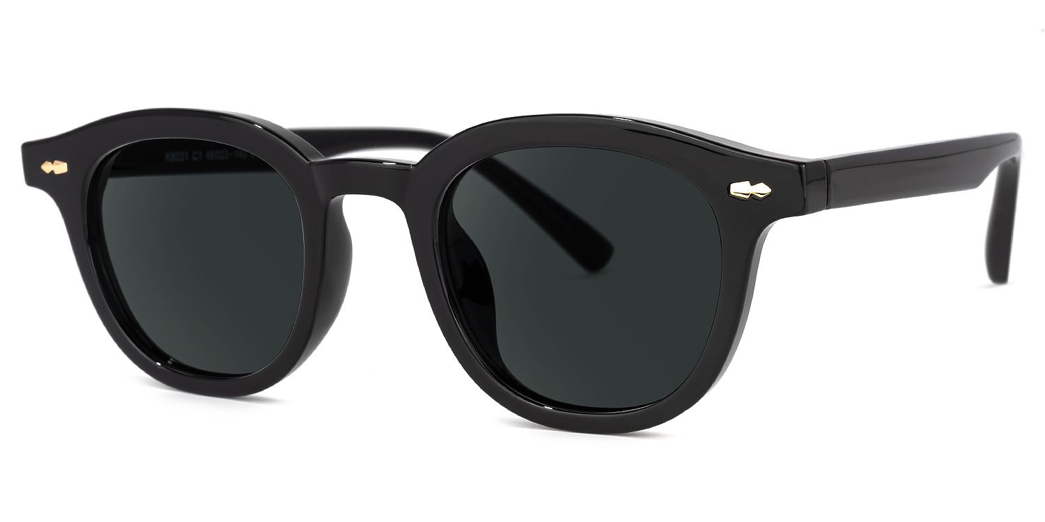 Round Black Sunglasses | Vooglam.com Front View