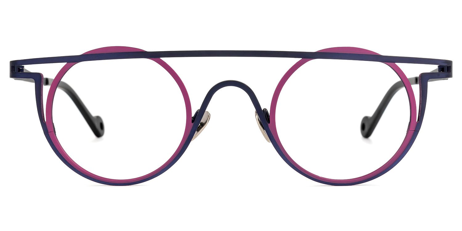 Arrabella - Round Purple Eyeglasses | Vooglam Angle View