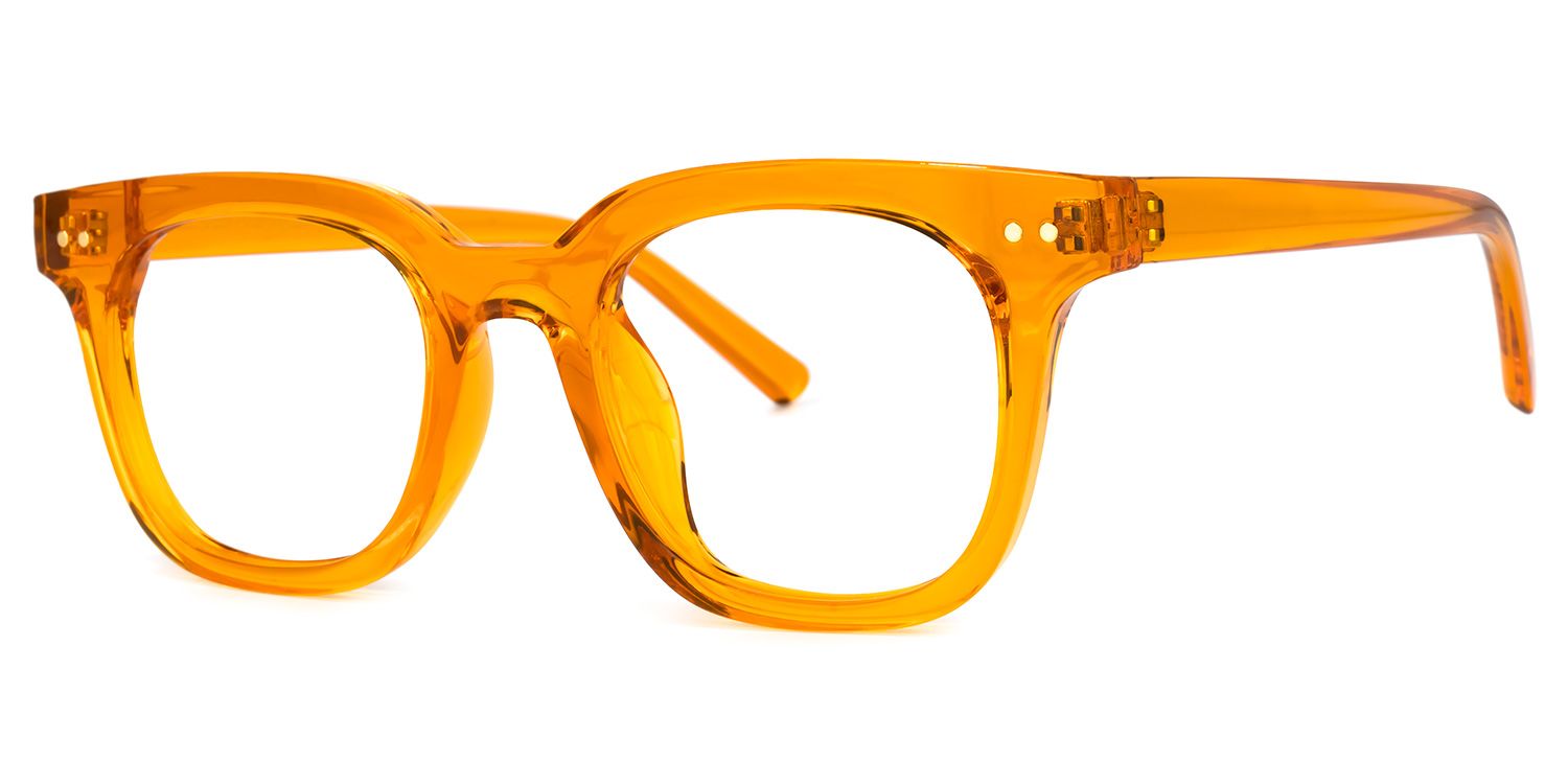 Square Orange Eyeglasses | Vooglam.com Front View